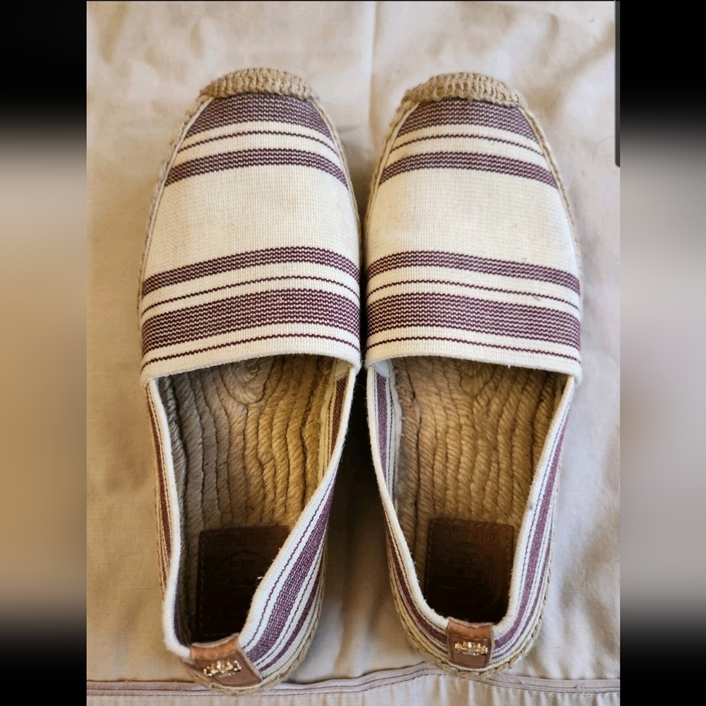 Tory Burch Cream and Brown Espadrilles